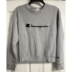 Champion Reverse‎ Weave Men's Gray Sweatshirt Size Small Spell Out